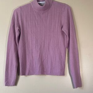 Carroll Reed Lavender Cable Knit Mock Turtleneck Sweater Sz S Soft Cozy